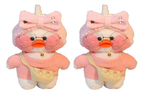 2pcs Lalafanfan Café Peluche, Patito Blanco Con Accesorios