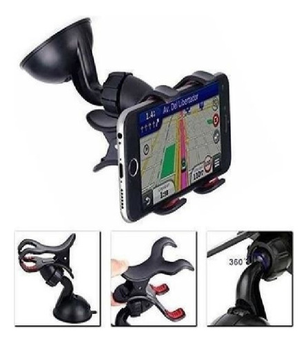 Soporte Celular Gps Auto Pinza Doble Sopapa Parabrisa