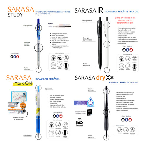 Zebra Day To Day Box Gama Completa Bolígrafos Sarasa 42 Pzs. Multicolor