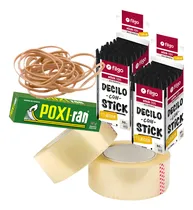 Comprar Lapiceras X100 + Bandas Elásticas + Cinta Embalar + Poxiran Tinta Negro Exterior Transparente
