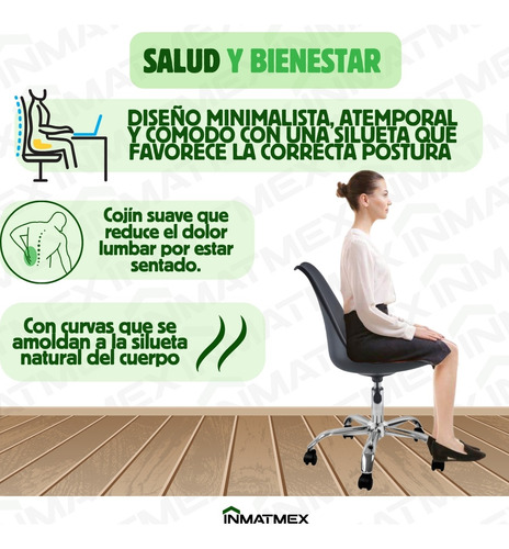 Silla Oficina Eames 3 Pz Altura Ajustable Ruedas 360°