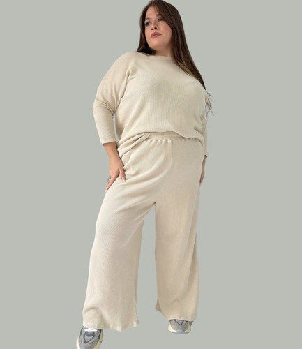 Conjunto Palazzo Camiseta Mujer Panal Algodon Talles Grandes