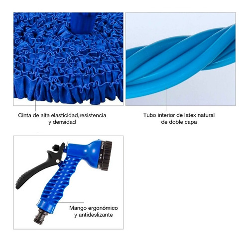 Imagen 5 de 10 de Manguera Flexible Extensible Hasta 15mts + Pistola De Riego