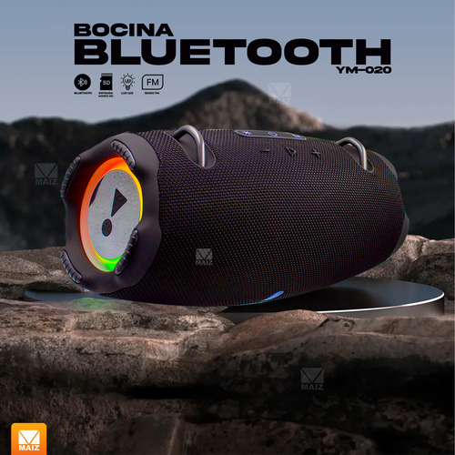 Bocina Radio Fm Luz Led Recargable Usb Bluetooth Portatil