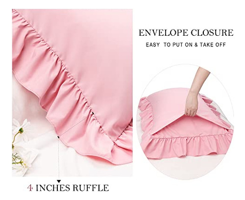 Juego De 2 Fundas De Almohada King, Color Rosa