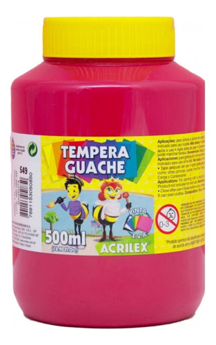 Tinta Guache 500ml Magenta 549 Acrilex