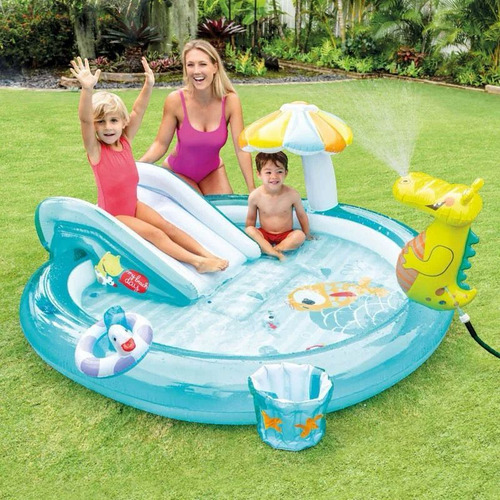 alberca inflable piscina para niños resbaladilla 203x173x89cm Intex