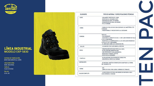 Imagen 5 de 5 de Calzado De Seguridad Ten-pac Borcegui Speed Millennial Negro