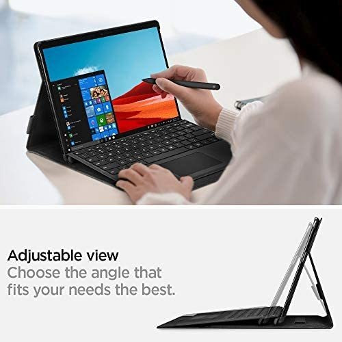 Imagen 4 de 7 de Funda Spigen Stand Folio Para Surface Pro X Pen Holder Gris