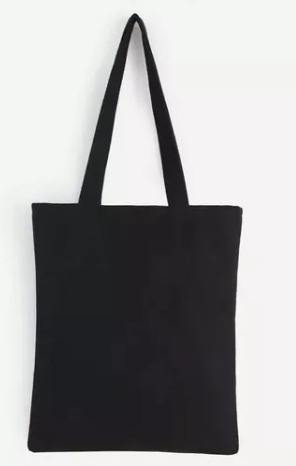 Tote Bag De Gabardina Negra Personalizada  (doble Estampado)