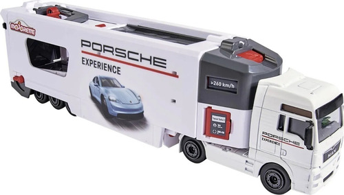 Caminhão Man Tgx + 2 Porsche Scale 1/64 Majorette Experience branca