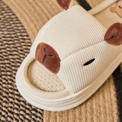 Capibara Pantuflas Mujer,sandalias Lino Para Parte Inferior