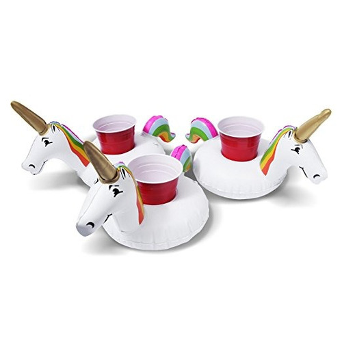Sostenedor De La Bebida Gofloats Inflable Del Unicornio (3 P