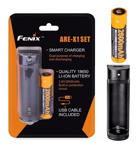 Cargador Fenix Are-x1 + Bateria Incluida 18650 / 26650 P/usb