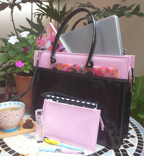 Imagen 3 de 7 de Portafolio Maletín Cartera Dama Charol Con Camel Con Envio