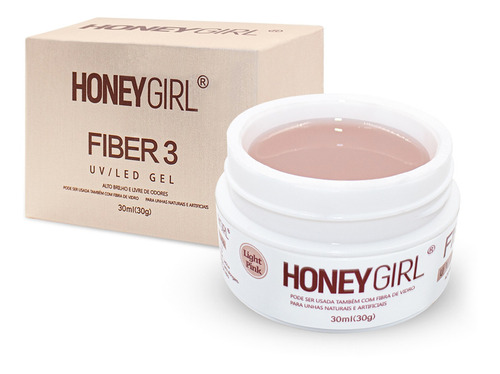 Gel Light Pink Fiber 3 Alongamento De Unhas 30g, Honey Girl