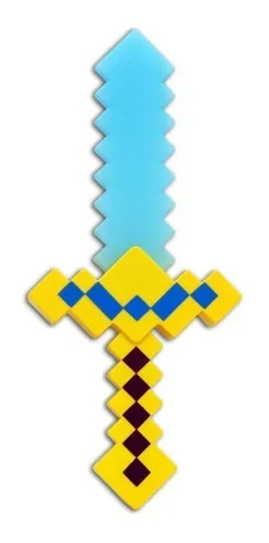 Imagem 1 de 2 de Cartela Espada Minecraft Som/luz Amarela 37cm 9250