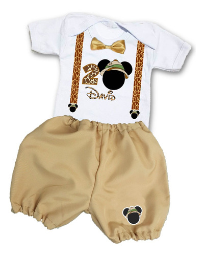 Traje Bebé Safari Disfraz Pañalero Y Short Smash Cake  0a24m