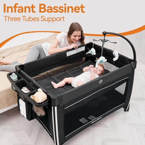 Cuna Corral Para Bebé Con Moisés Pamo Babe 4 En 1 Plegable