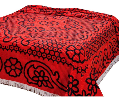 Colcha Chenille Jolitex Casal Com Franja 2,20x2,40m Vermelha
