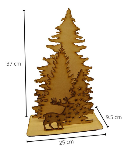 Pinos Y Reno Navidad Con Base 37 Cm Altura