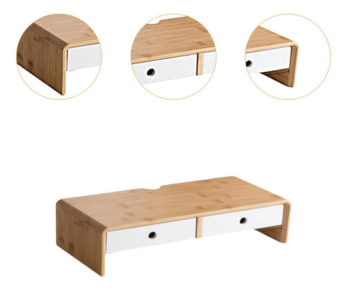 Soporte Elevador De Bambú Para Monitor, 50cmx20cmx13cm