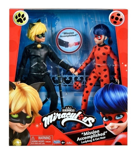 Miraculous Ladybug - Set X2 Ladybug Y Cat Noir 28 Cm