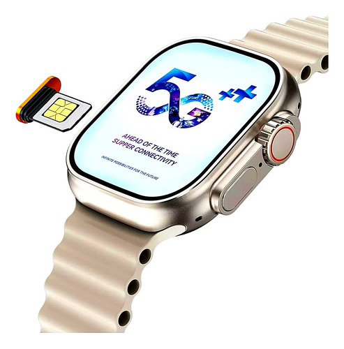 Smartwatch 5g Microwear 2/32gb Ultra Ai 3 Câmera 180°+brinde Caixa Prateado Pulseira Cinza Bisel Prateado Desenho Da Pulseira Ocean
