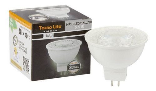 Imagen 2 de 3 de Lamp Led Mr16 5.5w 100-240v 3000k Tecnolite Mr16-led/5.5w/30