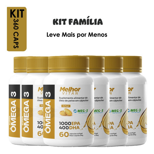 Ômega 3 1400mg Epa Dha Melhor Vitan 360 Caps Super Sabor Sem Sabor