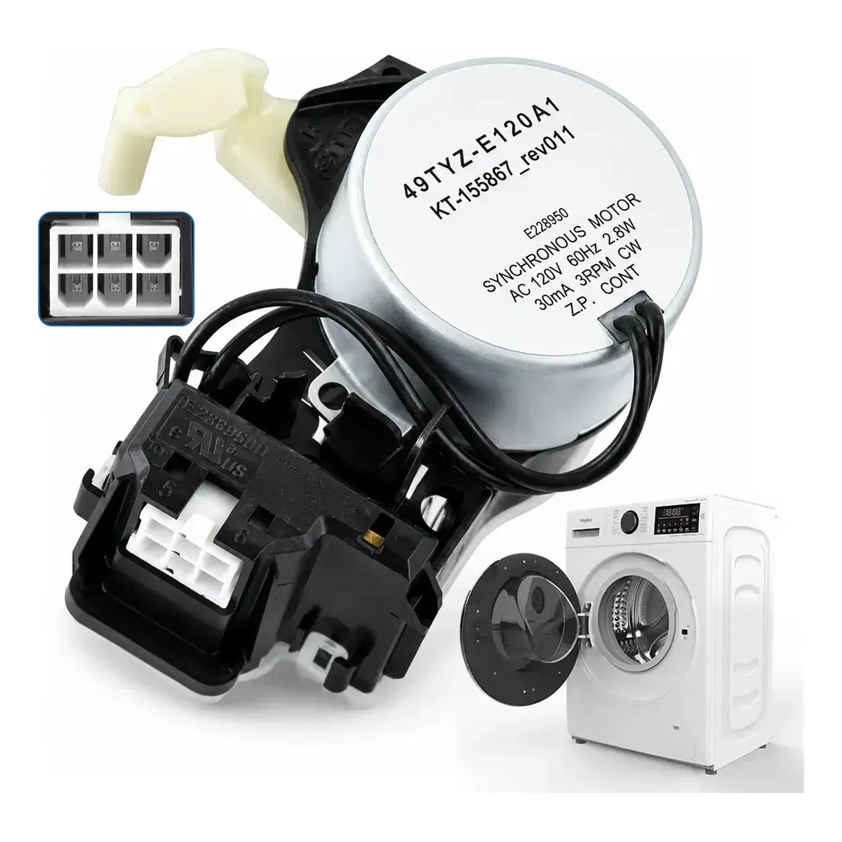 Actuador Electrovalvula Lavado 6 Pines Para Whirlpool Maytag W10913953 W10815026