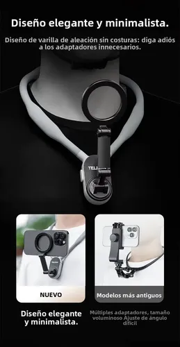 Supporto Magnetico Selfie Da Collo Per Telefono – POV E VLOG Con Attacco A Sgancio Rapido, Cinghia Regolabile E Cavo Di Sicurezza – Compatibile Con IPhone 12-15 E Android (anche Senza Magneti) - copertina