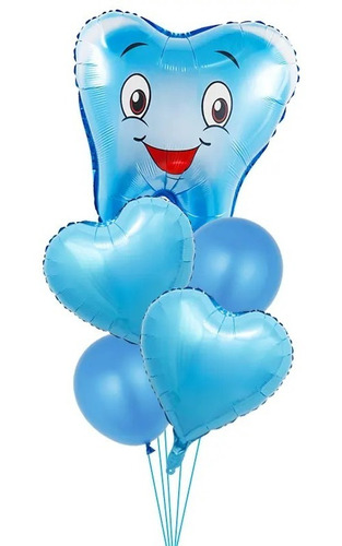 Set De 5 Globos En Forma De Muela Para Dentistas Azul 