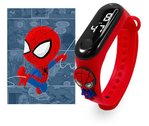 Reloj Digital Led Spiderman Marvel Contra Agua 