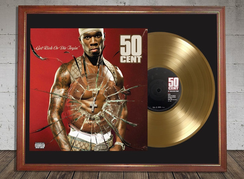 50 Cent Get Rich Or Die Tryin' Tapa Lp Y Disco De Oro 50cent