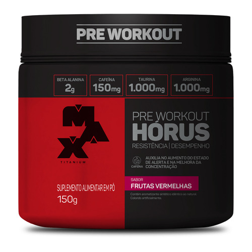 Suplemento em pó Max Titanium  Pré Workout MAX Pré treino Hórus pré treino com beta alanina cafeína arginina taurina Pré treino Hórus sabor  frutas vermelhas em pote de 150g