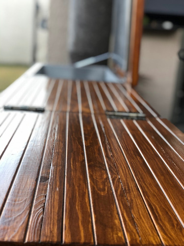 Imagen 2 de 5 de Hielera De Madera Premium Con Tina De Acero Inoxidable
