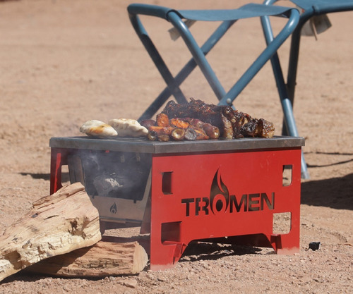 Parrillero Portatil Chapa Carbon Leña Camping Mini Tromen Oy