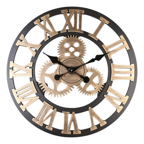 Reloj De Pared Dorado De 58 Cm Con Enchufe Británico 3d, Vin