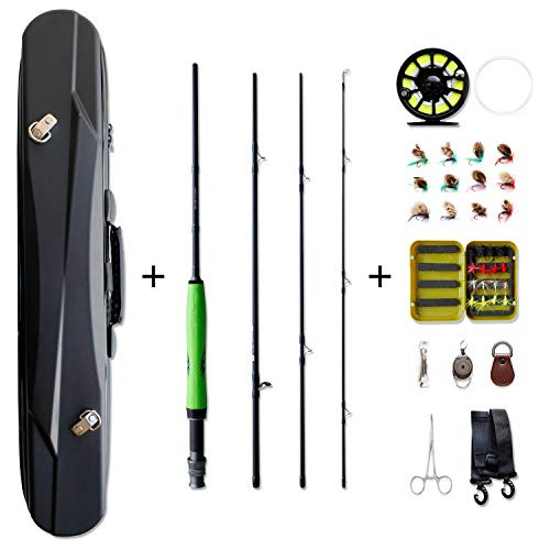 Mosca Combo Baston Portable Rod Carrete Kit Grafito Ligero N