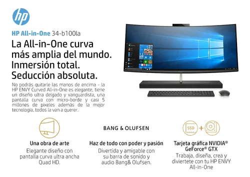 All In One Envy Curve 34-b100la Intel I7 16gb 2tb+256gb