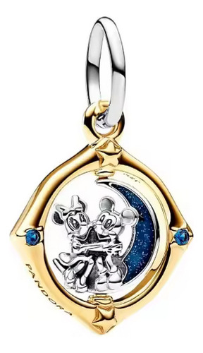 Charm Luna Pareja Mickey Minnie Plata925 Compatible Con P Luna Pareja Ratones