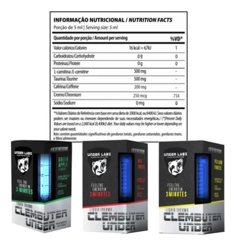 Clembuter Under Labz Termogênico Líquido Pote 50 Doses