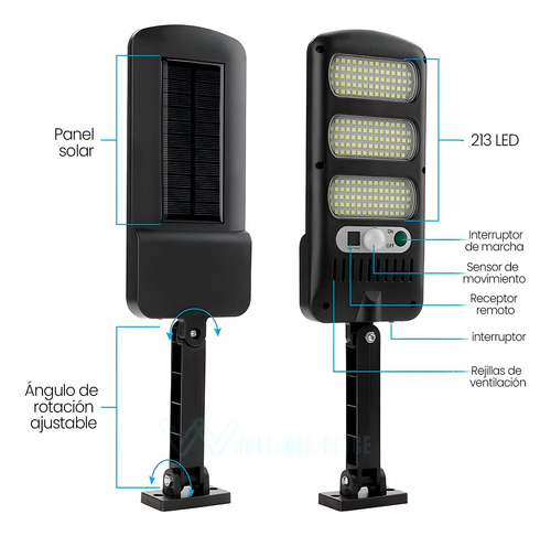 Lámpara Solar Led Exterior Linterna Para Jardín, Pared Negro