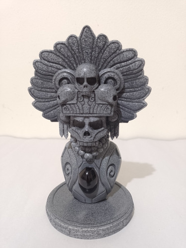 Art Toy Busto Calavera Prehispánica Con Piedra Onix 