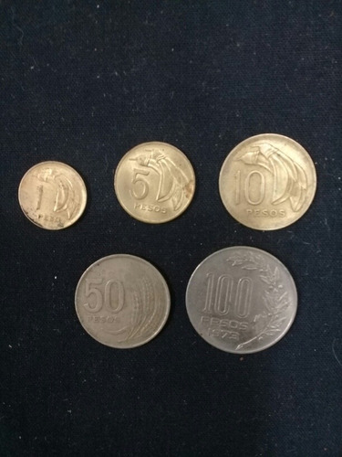 Monedas Uruguayas 1969, 1970 Y 1973. 5 Unidades.