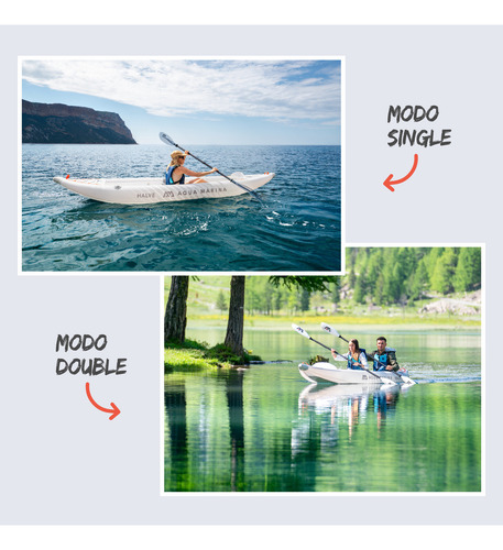 Kayak Inflable Ultraliviano Aqua Marina Halve Single/doble Color Gris