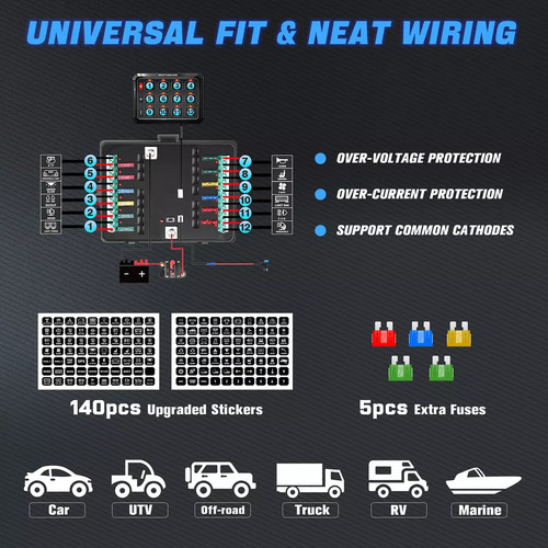Panel 12 Switch Digital Rgb Para Jeep Rzr Canam X3 Universal