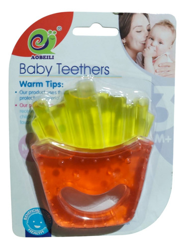 Mordedera De Agua Silicon Textura Suave Refrigerante Bebe3+ Rojo Papas Fritas