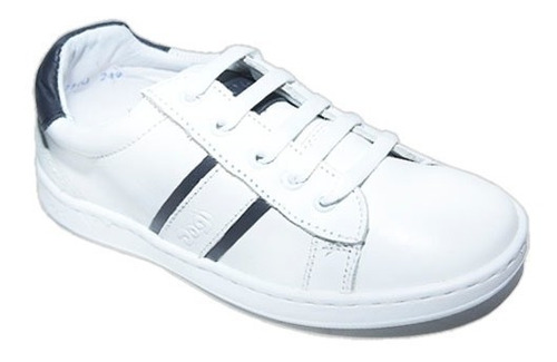 Tenis Niño Dogi 7110 Piel Blanco Mno Cosido Con Arco 12/14-